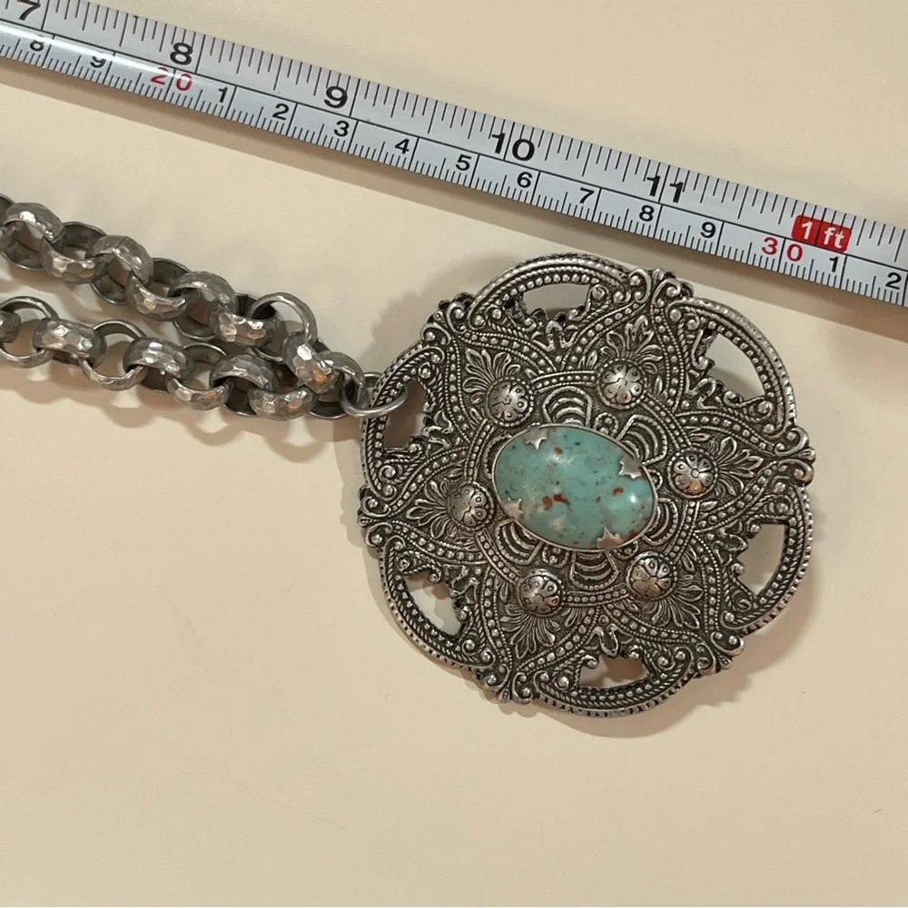 Vintage Antique Art deco Victorian Festival Silver Goth Medieval Goth necklace - Picture 7 of 16